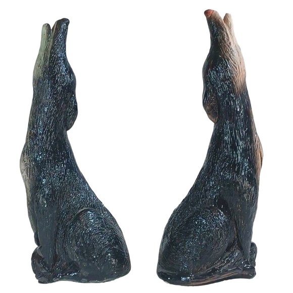 2 Vtg 14" 1950s Howling Coyote Pottery Indoor Outdoor Sculpture Statues Bookends - Picture 2 of 9